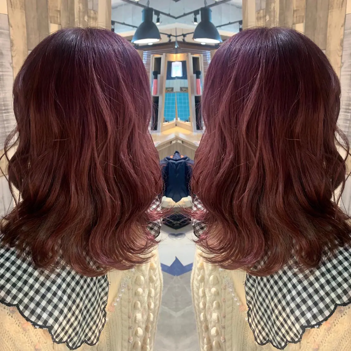 ミディアム カラー ピンクカラー パープルカラー 韓国風ヘア 韓国🇰🇷 ✂︎hair 内田愛のヘアスタイル