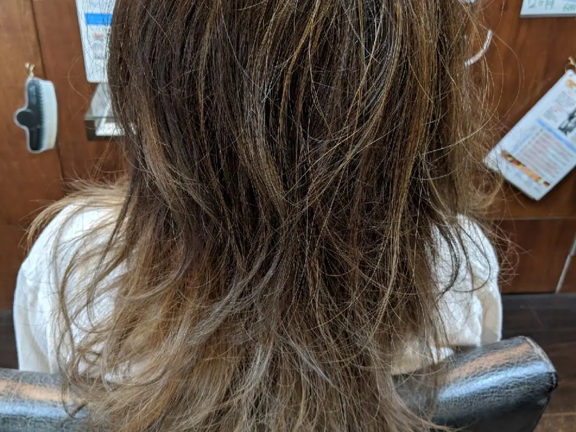 セミロング カラー バレイヤージュ レイヤーカット 平田 愛美のヘアスタイル