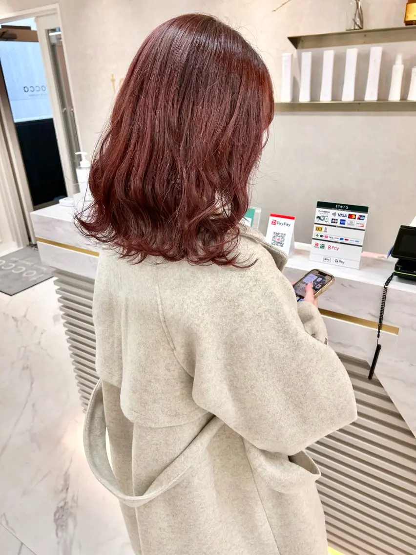 ミディアム カラー ピンクカラー カット ヘアカラー トリートメント Saori / ボブ /顔周り/カラー🎀のヘアスタイル