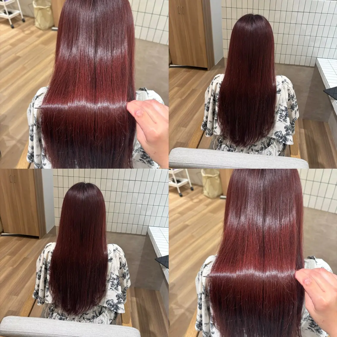 ロング カラー ピンクカラー レッドカラー ヘアカラー トリートメント ヘッドスパ RINNO🌷透明感 カラー/髪質改善のヘアスタイル