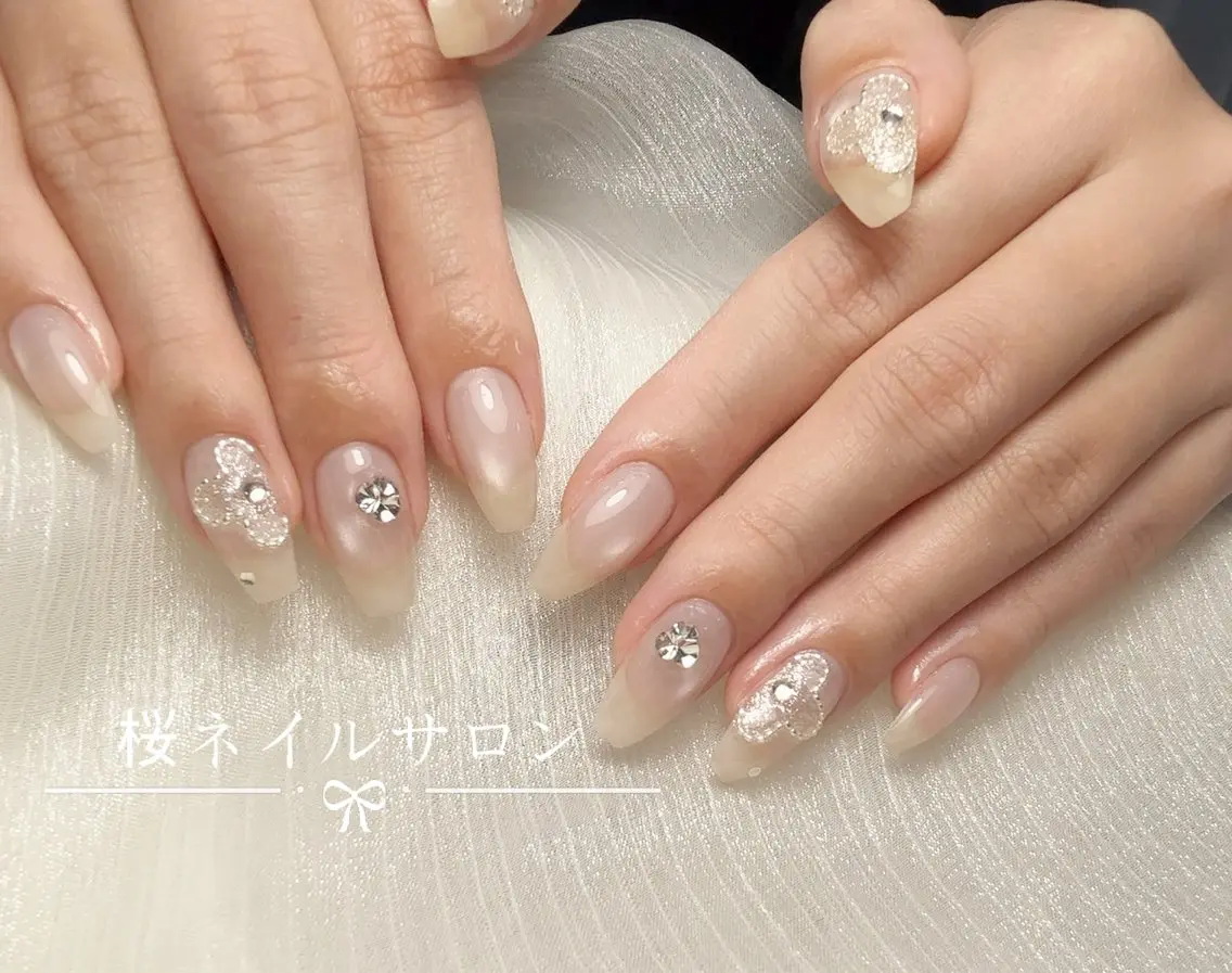 ネイル アートネイル フットネイル フレンチネイル ジェルネイル ニュアンスネイル ハンドネイル 桜 ネイルのネイルデザイン
