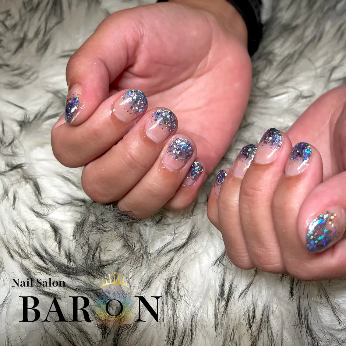 ネイル ブルー パープル ハンドネイル ☆SAKI☆ BARON 店長のネイルデザイン