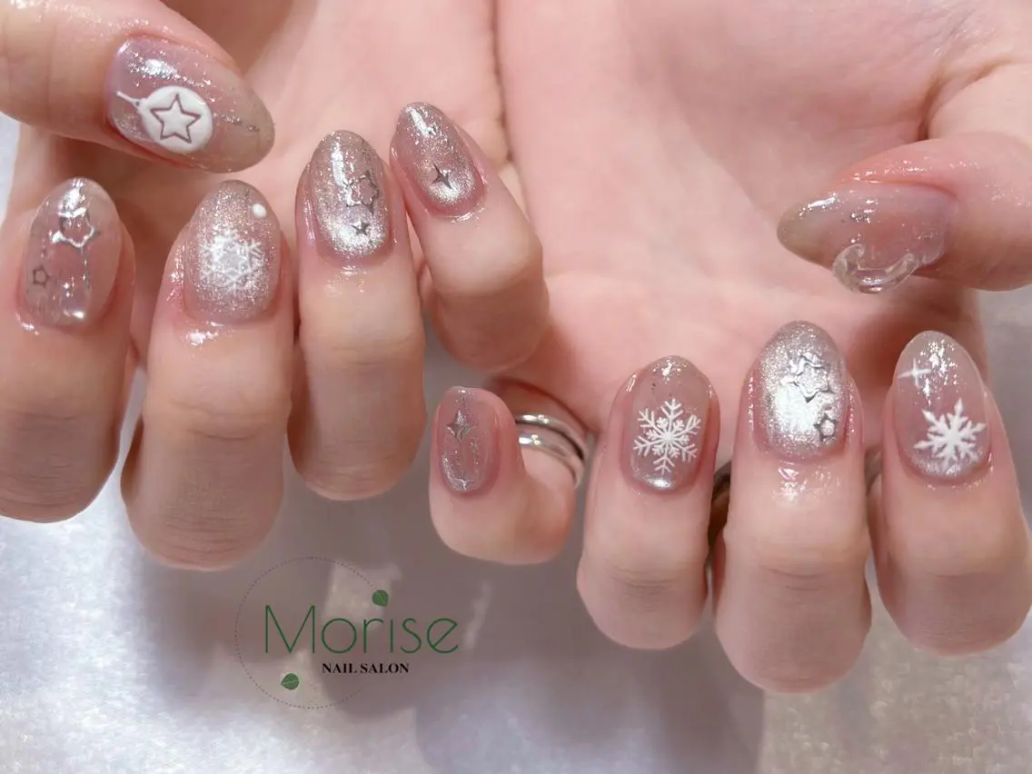 ネイル 長さ出し フレンチネイル ジェルネイル ガラスフレンチ 韓国ネイル MoriseNail Jr研修💜はるかのネイルデザイン