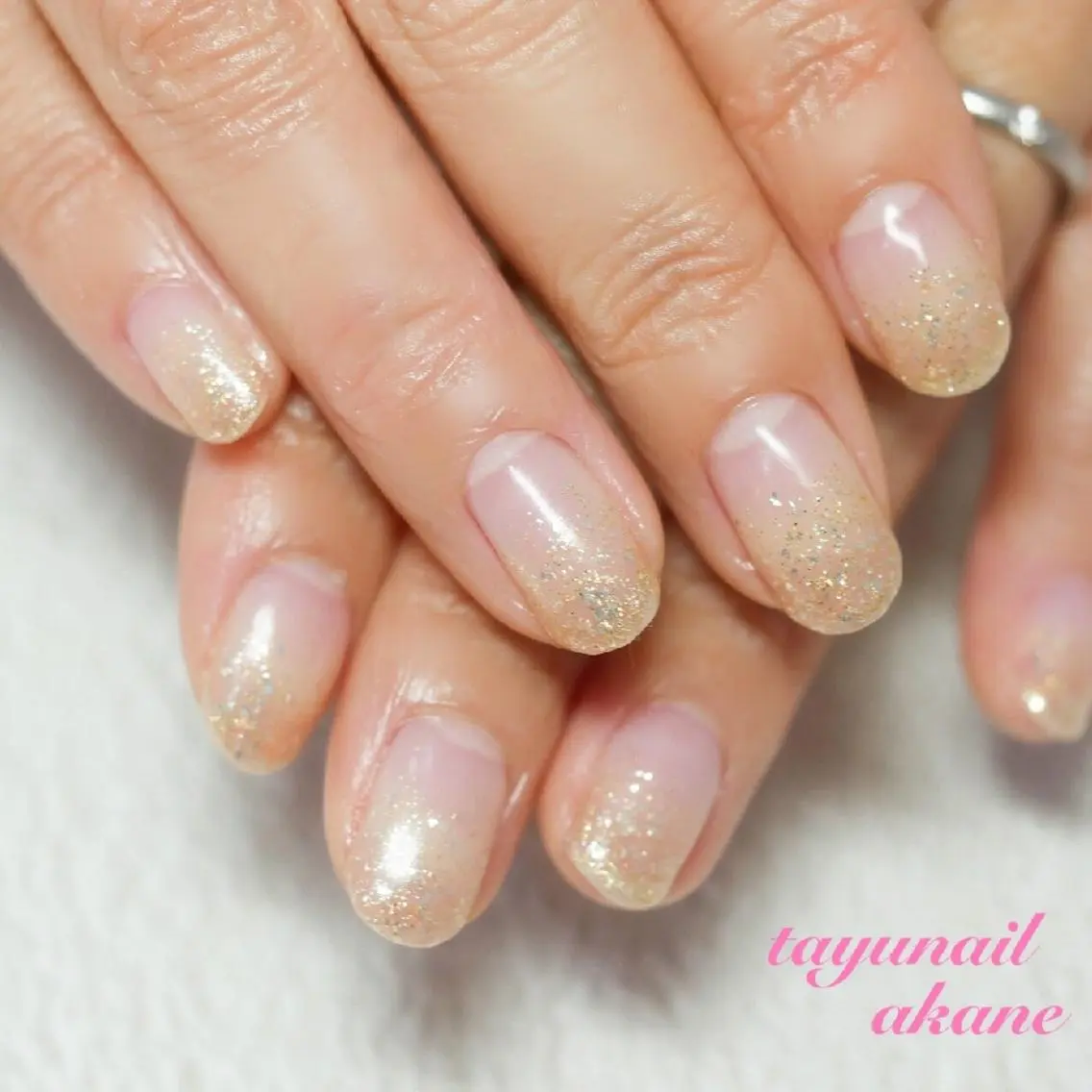 ネイル ブルー クリアネイル ジェルネイル グラデーション ラメ(グリッター) ネイルサロン 【たゆnail】のネイルデザイン