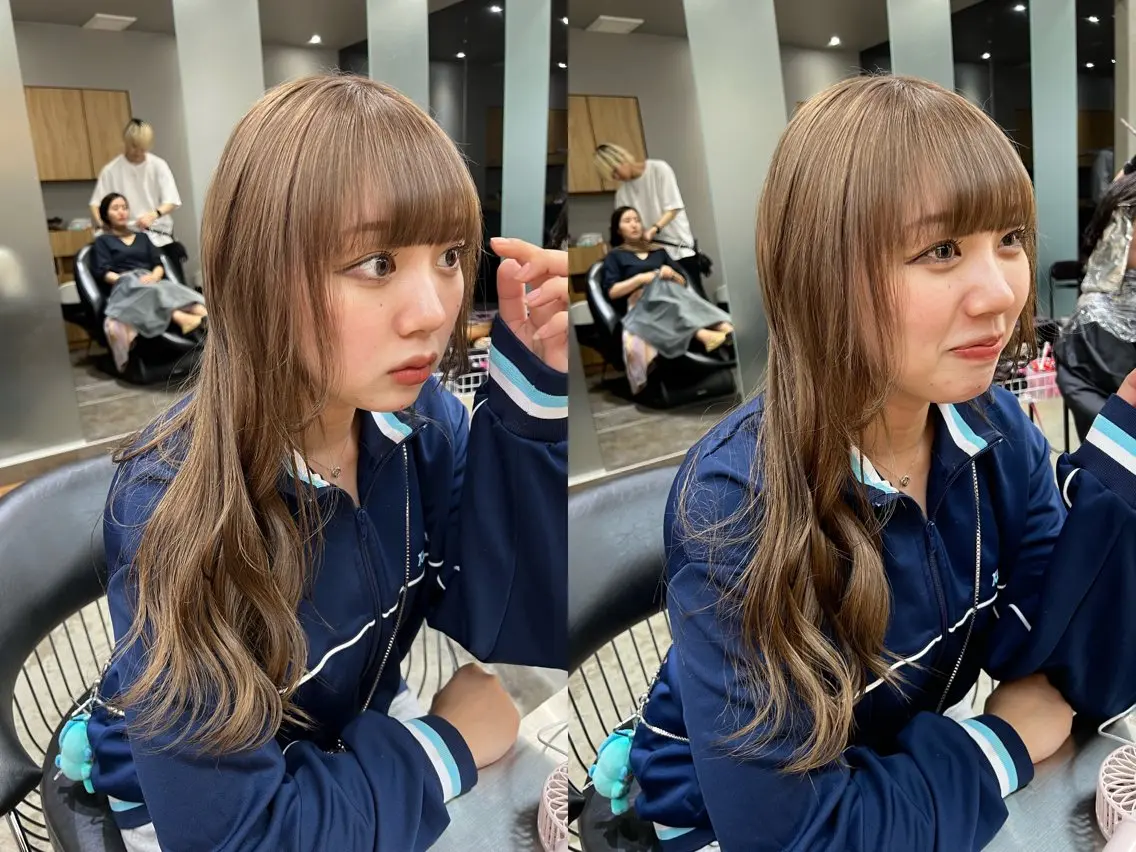 セミロング カラー ベージュカラー ミルクティーベージュ カット ヘアカラー トリートメント ブリーチ特化 梅田本多翔のヘアスタイル