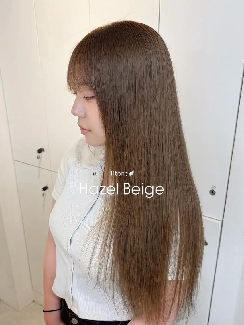 ロング カラー ヘアアレンジ ヘアカラー トリートメント ヘアセット 透け感ベージュ🤎 韓国ヘアtakutoのヘアスタイル