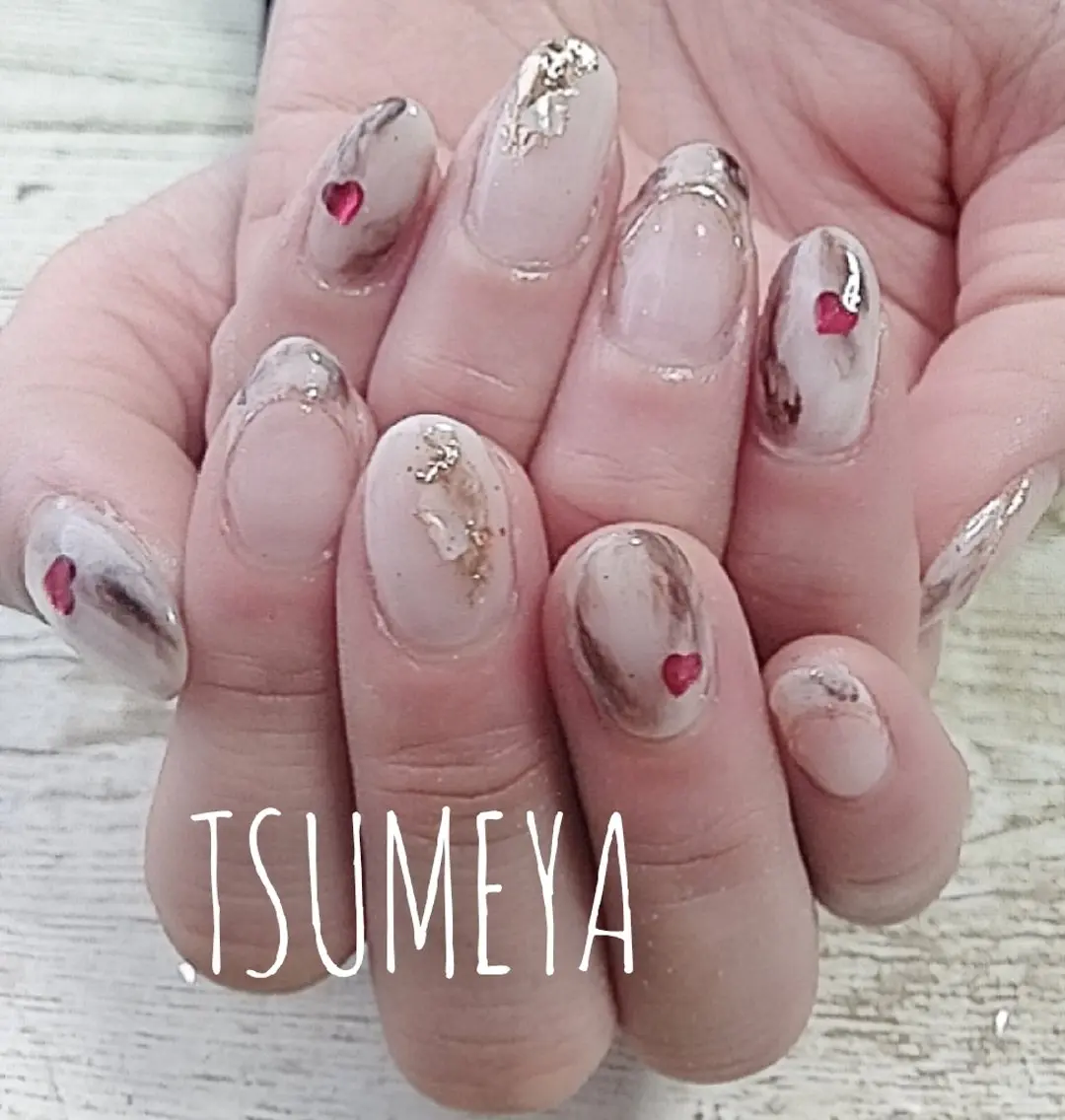 ネイル ハート バレンタイン ハンドネイル _TSUMEYA _のネイルデザイン