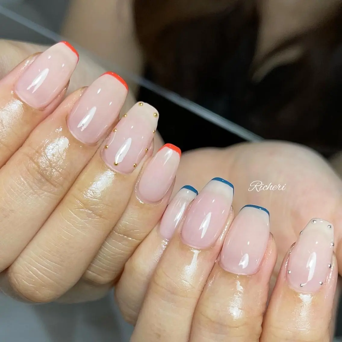 ミディアム ネイル 韓国風ヘア アートネイル フラワーネイル フレンチネイル ジェルネイル richeri beautyのその他イメージ