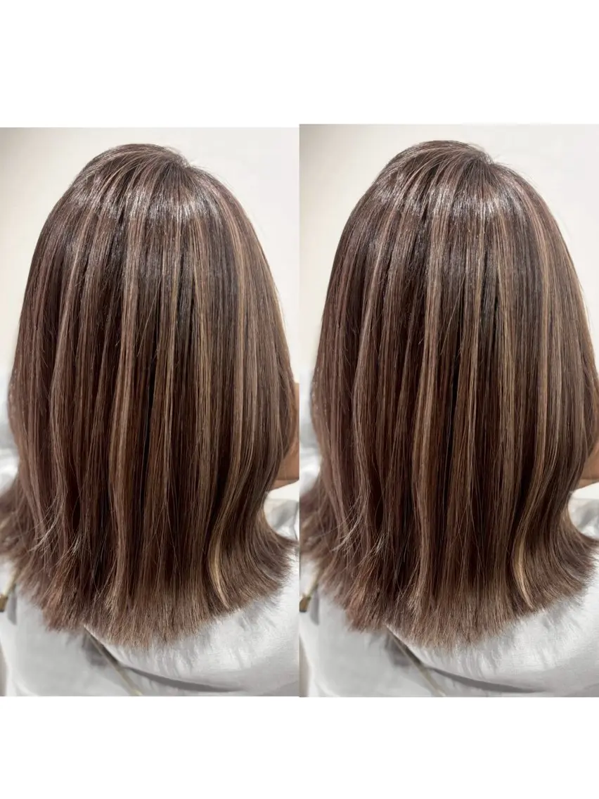 ミディアム カラー 切っぱなし💇‍♀️ イヤリング🎨龍之介のヘアスタイル