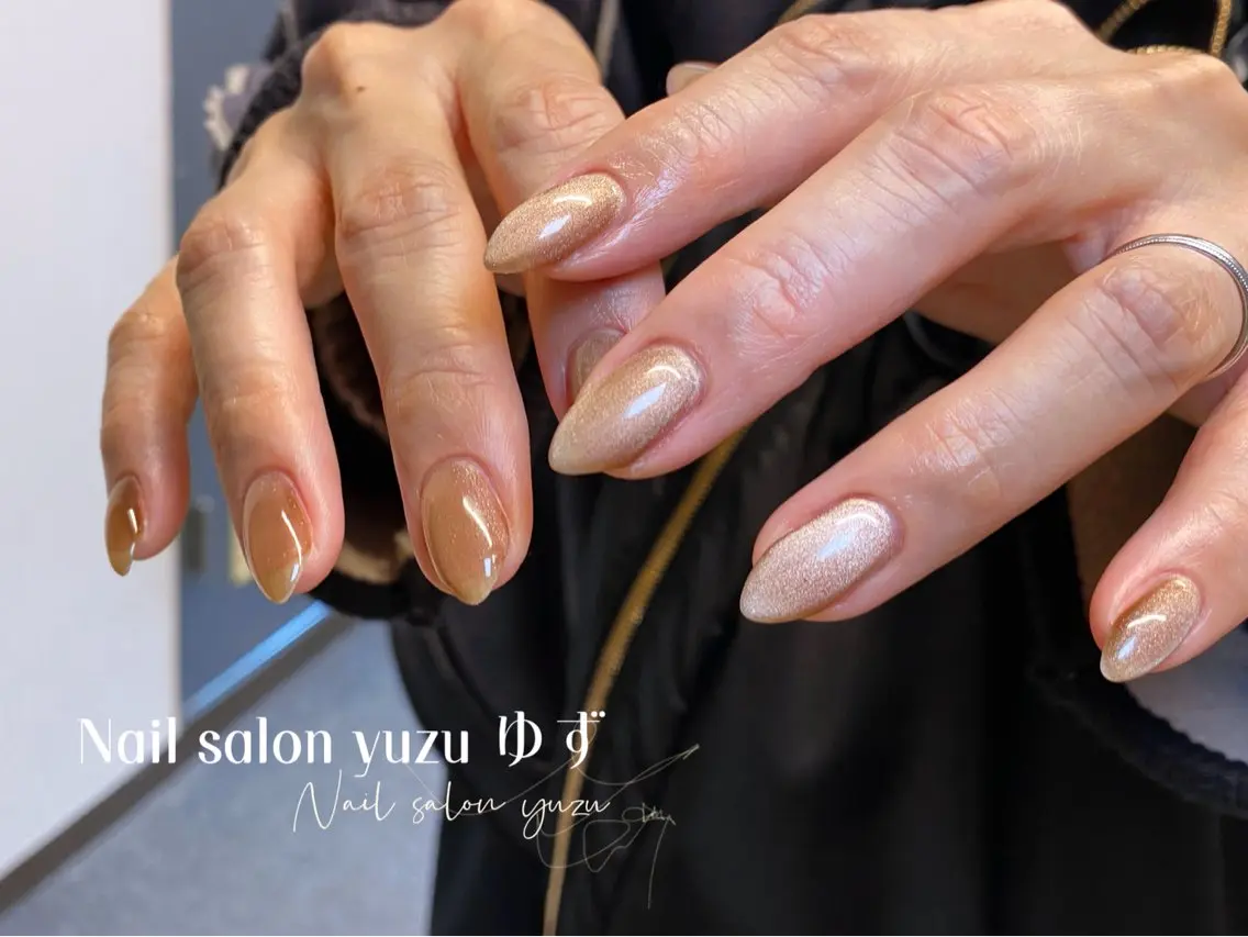 ネイル カジュアル チークネイル 成人式 ドット フレンチネイル ハンドネイル ゆず- Nail Salonのネイルデザイン