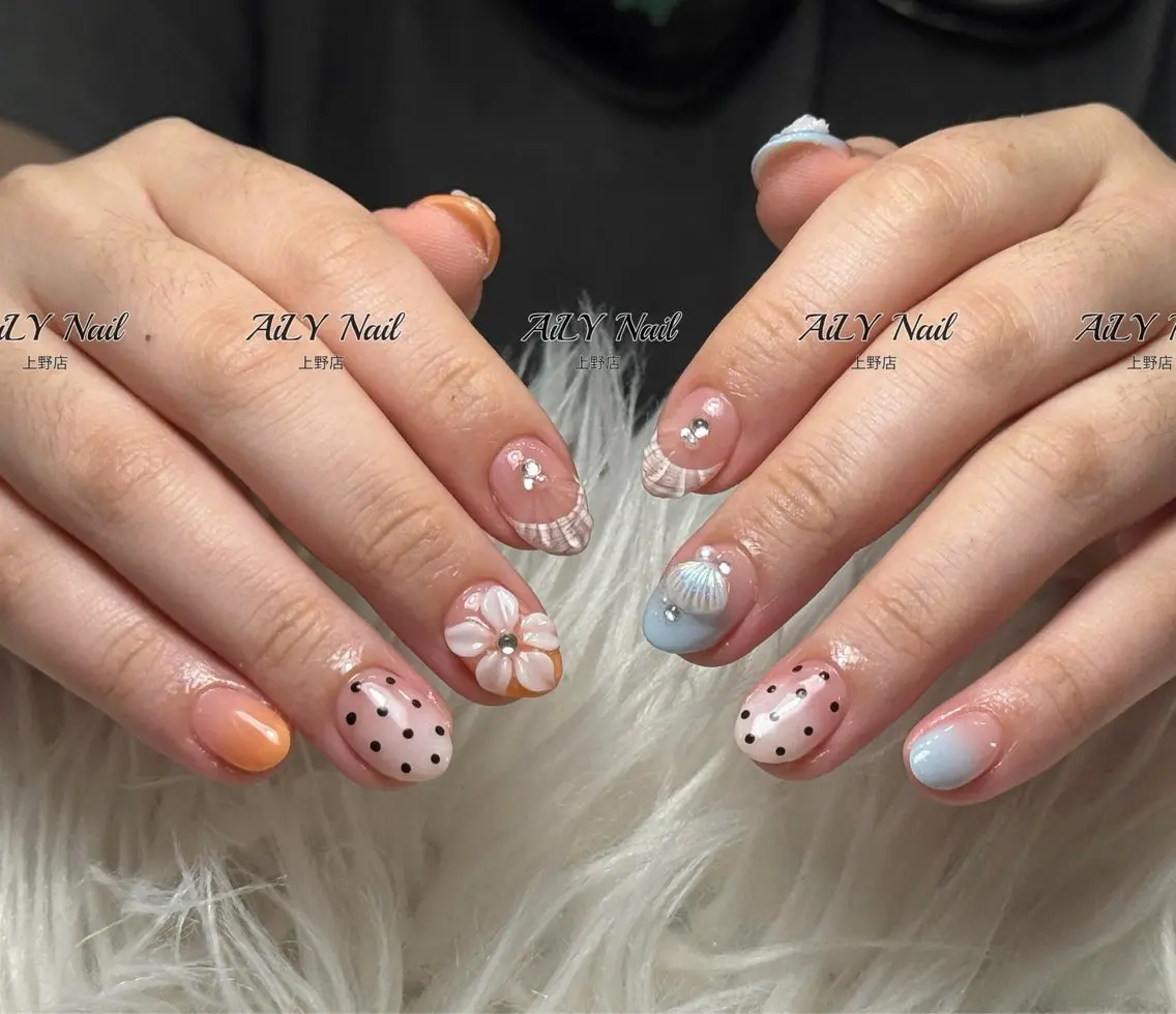 ネイル アートネイル フラワーネイル ジェルネイル マグネットネイル ニュアンスネイル ハンドネイル AiLy Nail 上野店のネイルデザイン