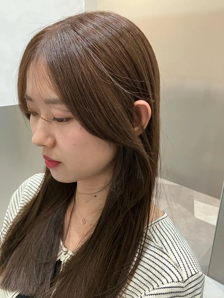 ロング カラー カット ヘアカラー トリートメント 💖ブリーチなし透明 感💖ASAHIのヘアスタイル