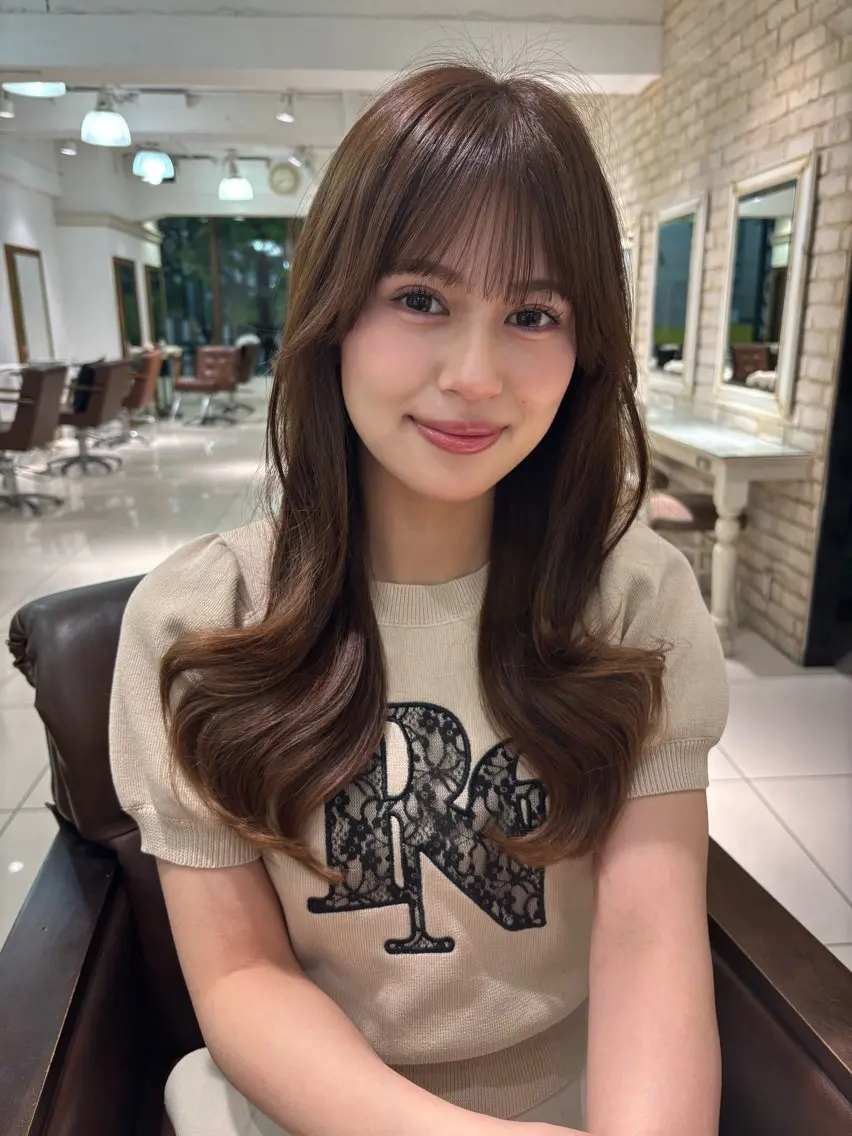 セミロング ヘアカラー トリートメント オリーブグレージュ るな🕊🫧のヘアスタイル