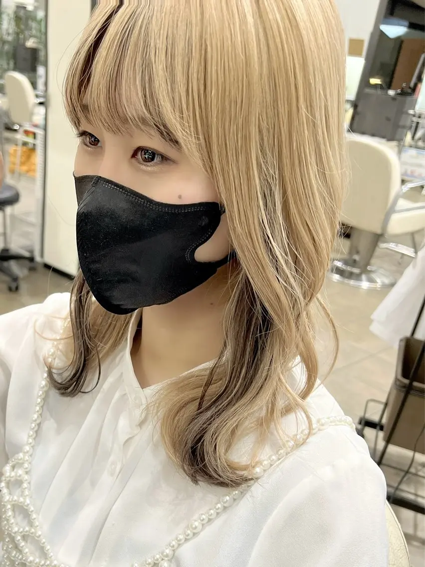 ミディアム カラー ブラウンカラー インナーカラー メンズ レイヤー ウルフ 弓木啓輔のヘアスタイル