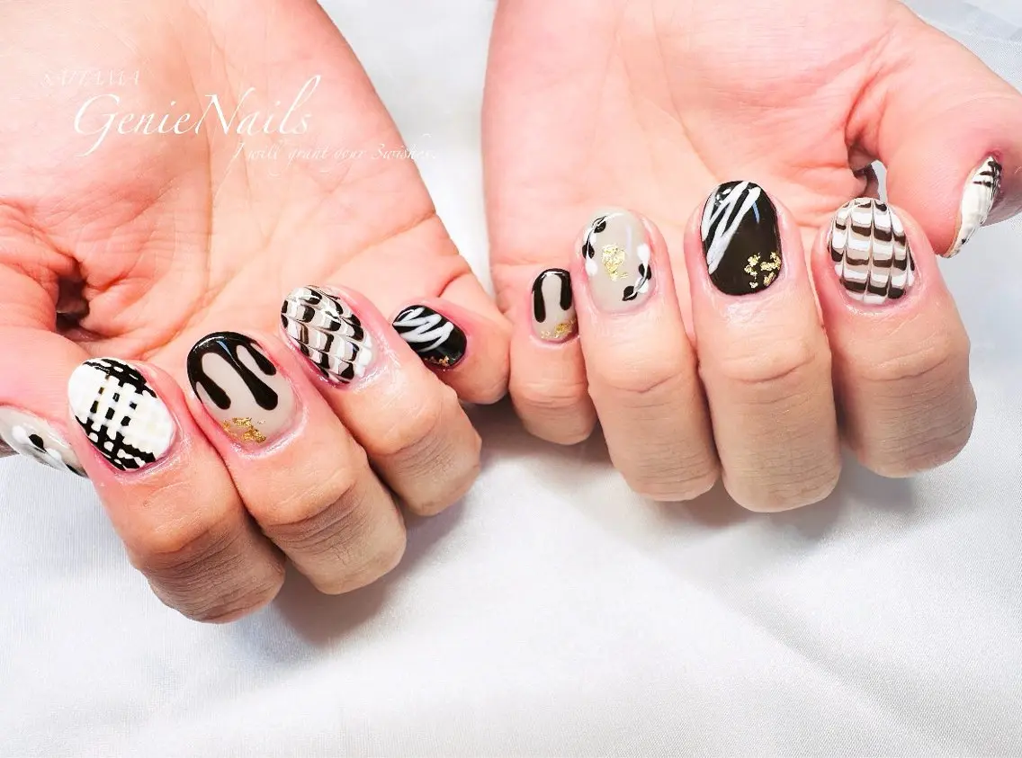 メンズ ネイル アートネイル 長さ出し 氷ネイル・うるうるネイル ロングネイル 持ち込み Genie Nailsのネイルデザイン