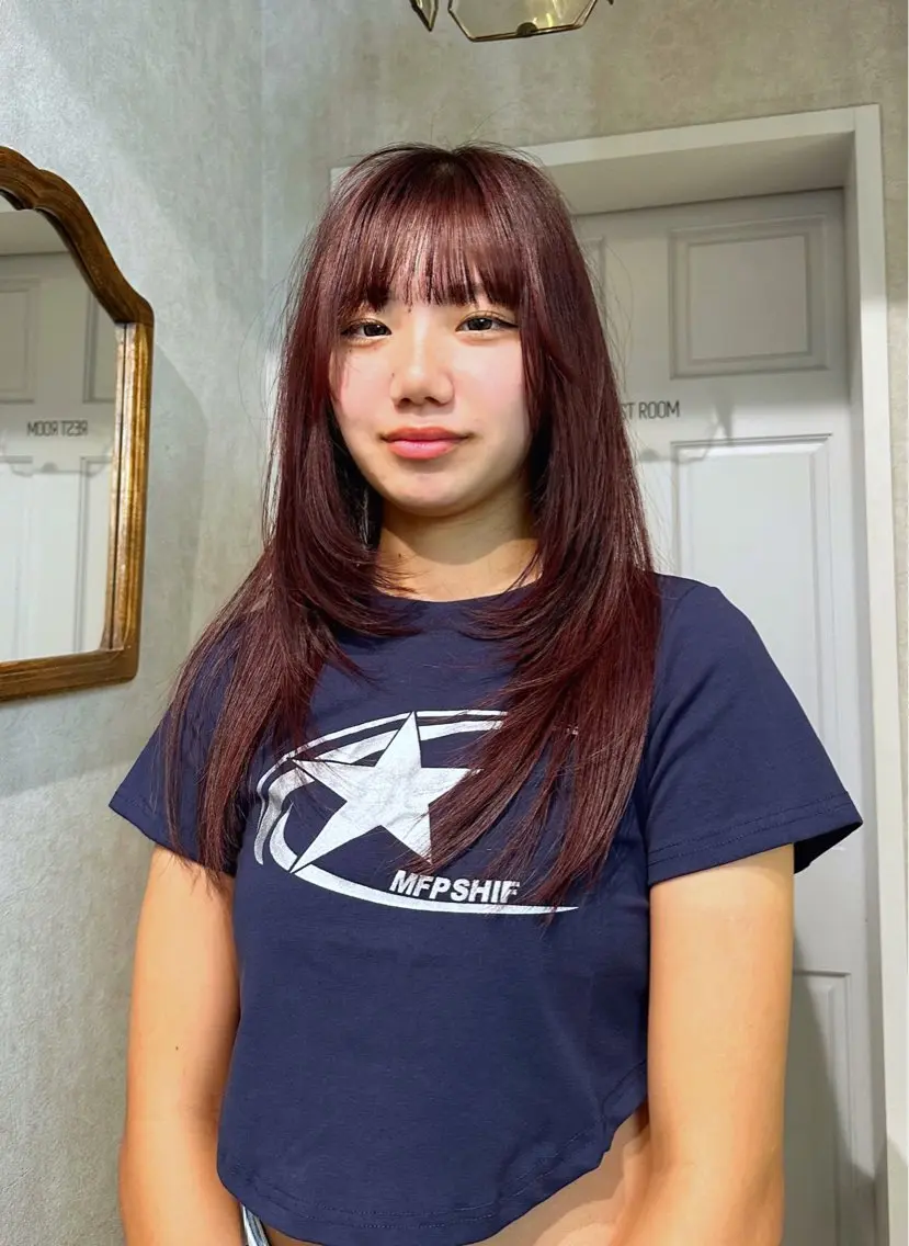 セミロング カラー 顔周りカット カット ヘアカラー トリートメント お洒落カジュアル🍃 まなとのヘアスタイル