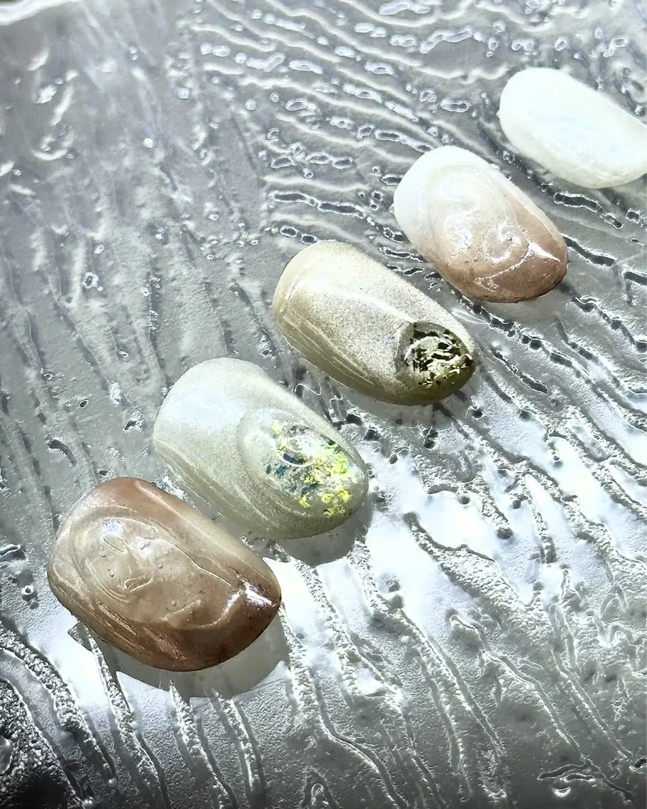 ネイル チークネイル 長さ出し ジェルネイル ガーリー 韓国ネイル Junn Nailのネイルデザイン