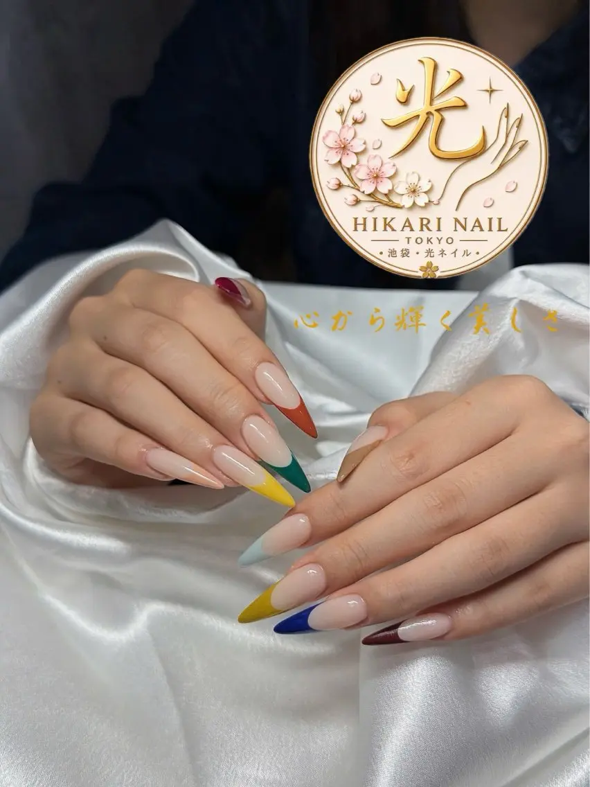 ネイル チークネイル 長さ出し フレンチネイル ガーリー ハロウィン ハンドネイル HikariNail Ikebukuroのネイルデザイン