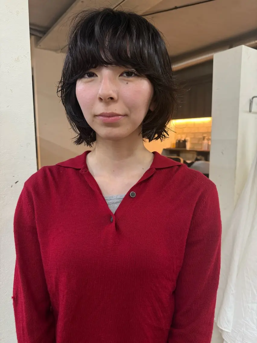 ショート パーマ ボブ ニュアンスパーマ カット パーマ トリートメント 森貴裕/ベージュ/ パーマ/オリーブのヘアスタイル