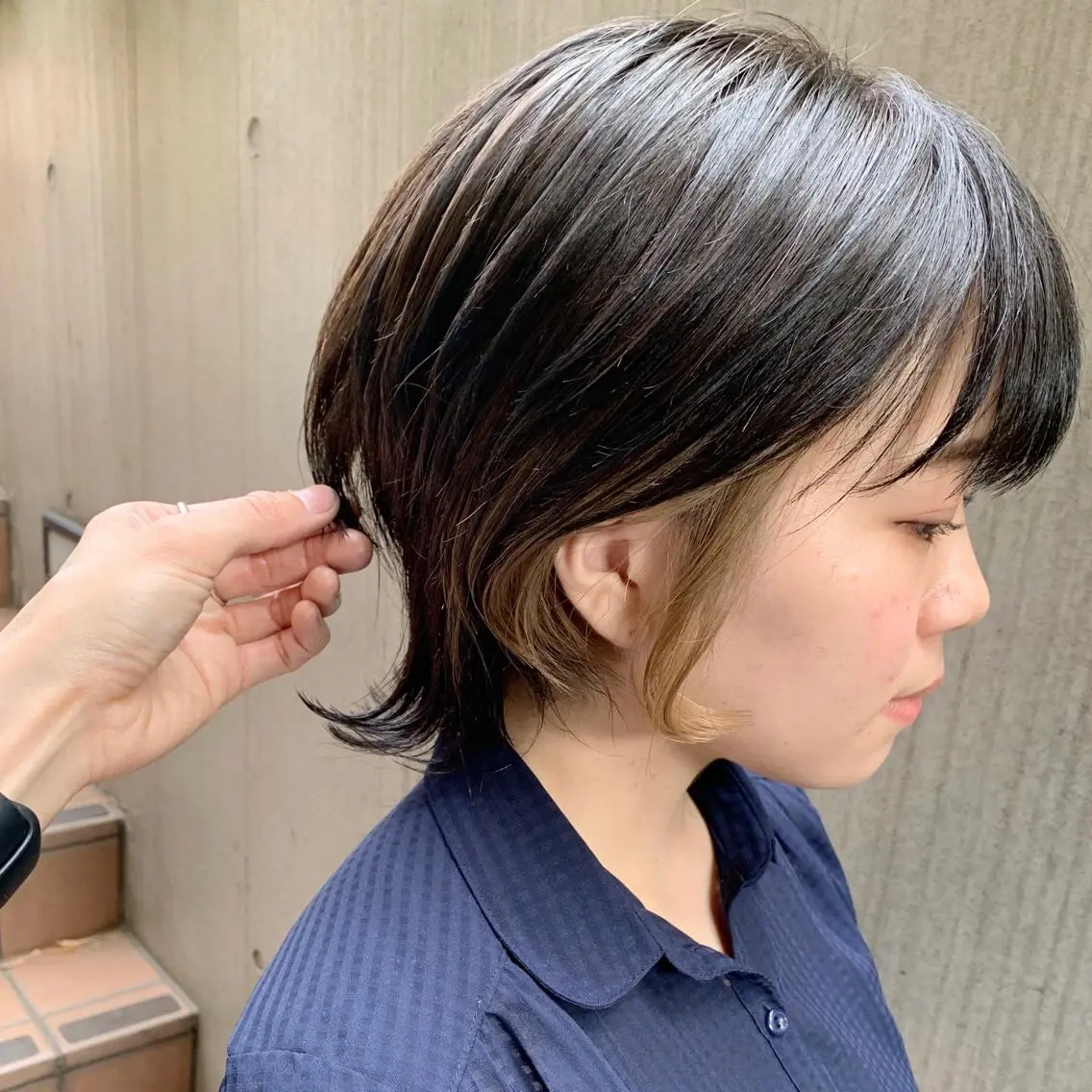 ショート カラー パーマ ヘアアレンジ ハンサムショート ショートヘア 小顔カット カット ヘアセット 松田 亮葉のヘアスタイル