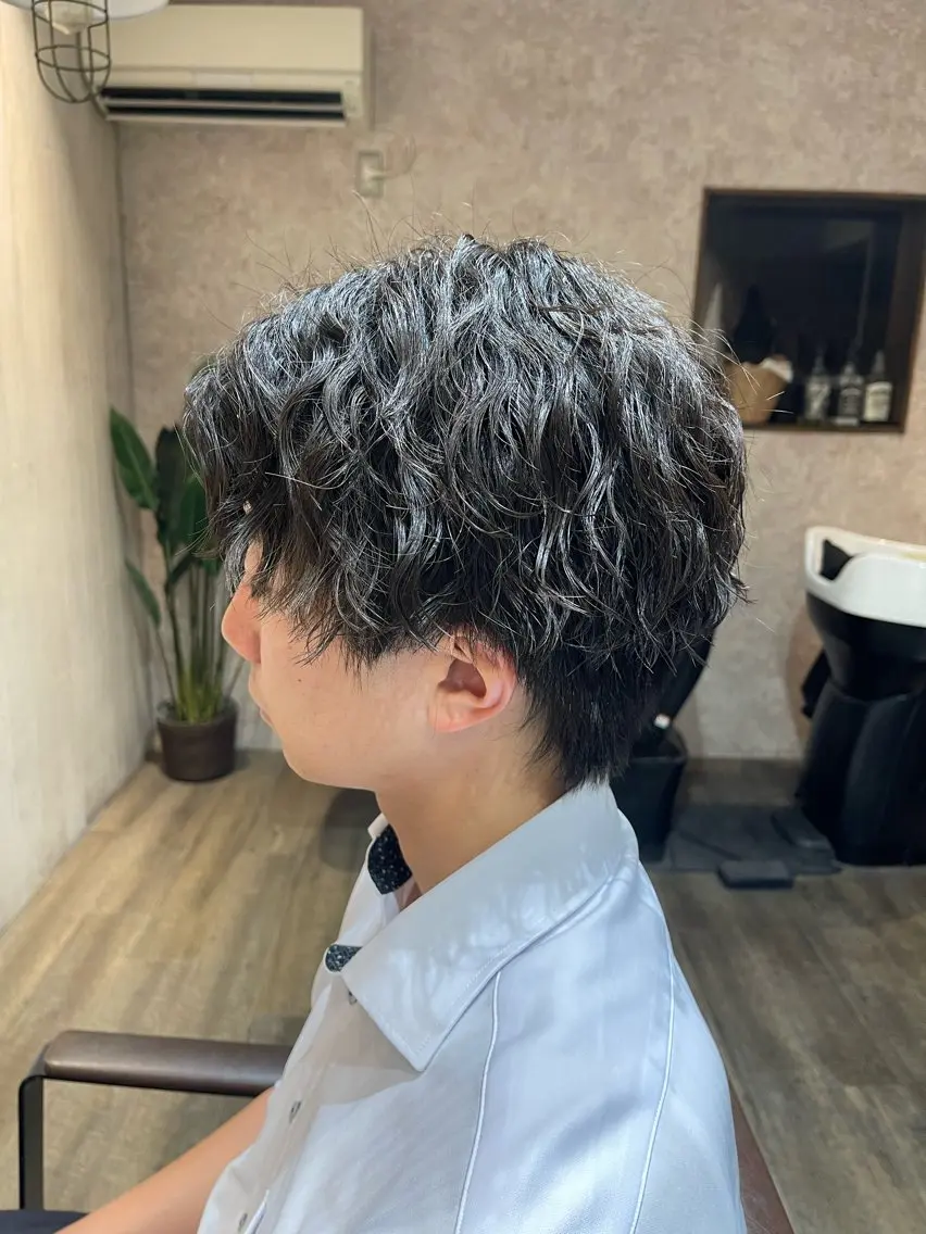 ミディアム パーマ メンズ 田中 識啓のヘアスタイル