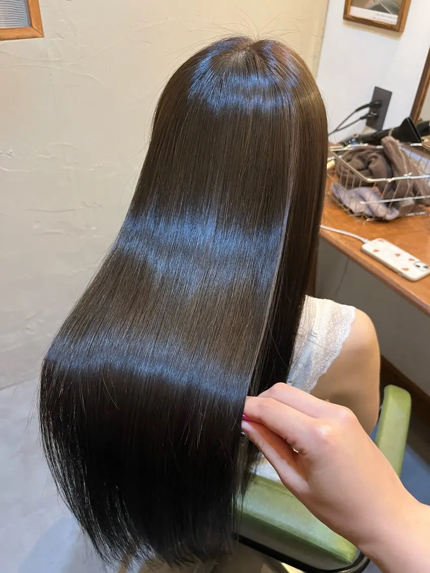 ロング 縮毛矯正 酸性ストレート Mirish 枚方のヘアスタイル