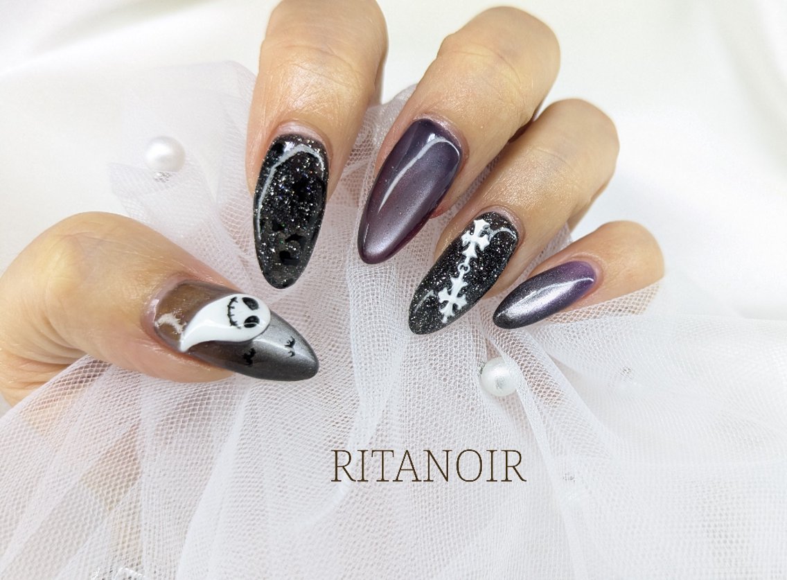 ネイル アートネイル フラッシュネイル グラデーション ハロウィン キラキラネイル RITA NOIRのネイルデザイン