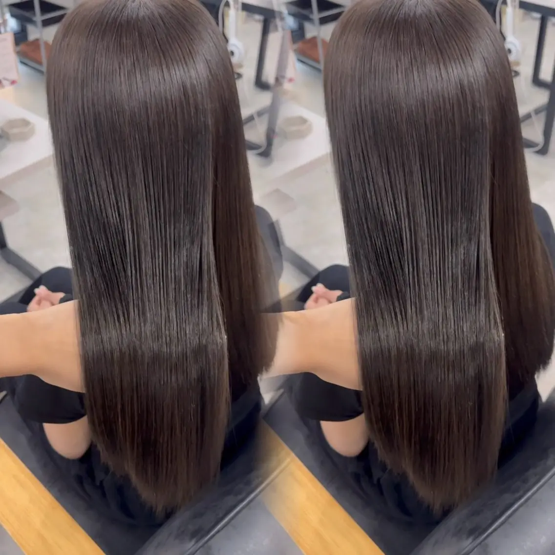 ロング カラー アッシュ アッシュブラウン ベージュカラー 黒髪 ブリーチ カット ヘアカラー トリートメント 赤み無し柔らかカラー 【梅田】madokaのヘアスタイル