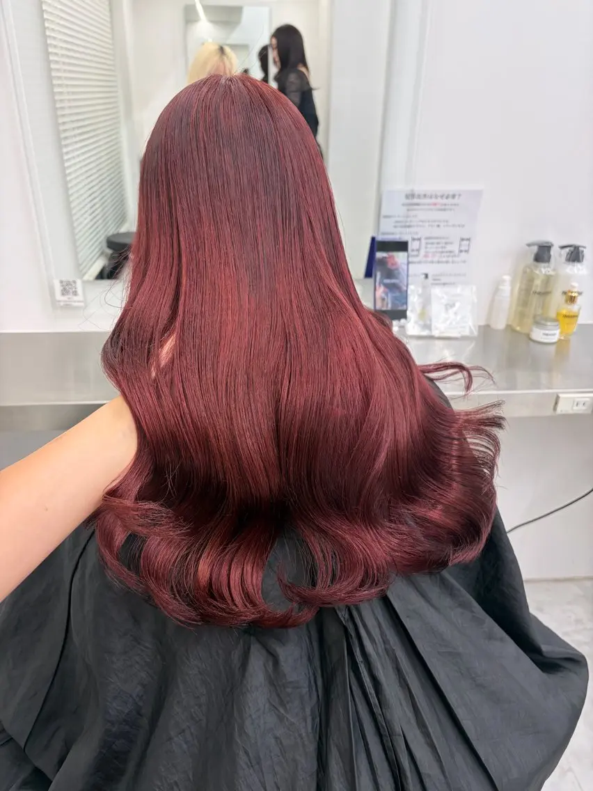 ロング ヘアカラー トリートメント ヘッドスパ ヘアセット 🍒韓国暖色ヘア NO.1🍒🪽のヘアスタイル