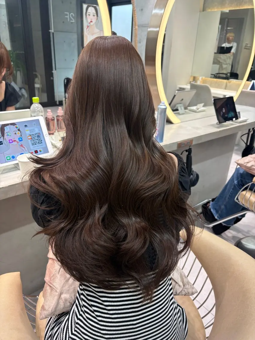 ロング ヘアカラー トリートメント 顔周り🇰🇷韓国 レイヤー/モエのヘアスタイル
