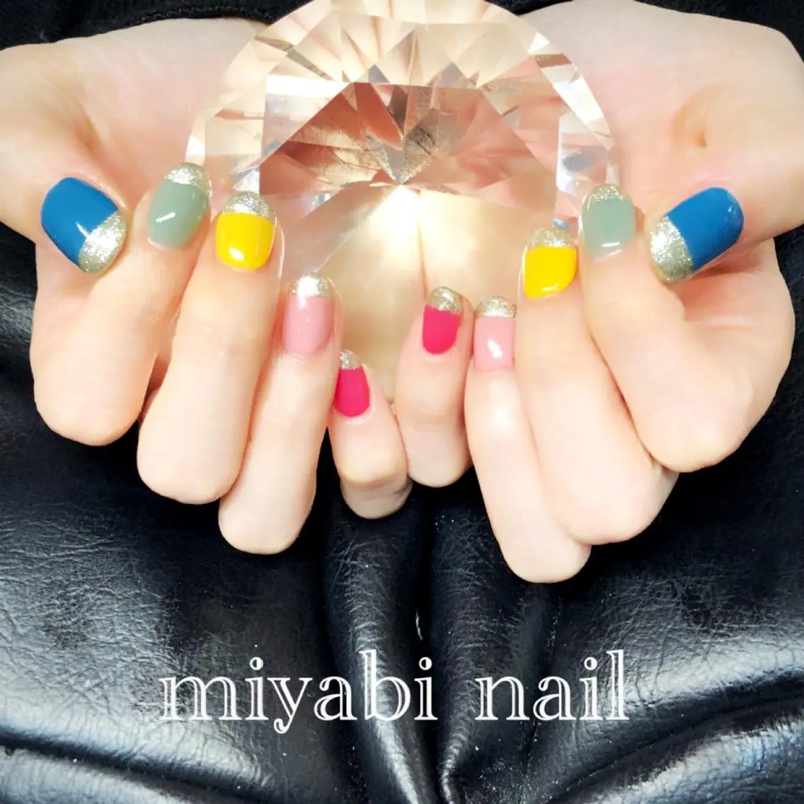 ネイル フレンチネイル ラメ(グリッター) 持ち込み ぷっくりネイル ショートネイル ハンドネイル miyabi nail 桂川駅近くのネイルデザイン
