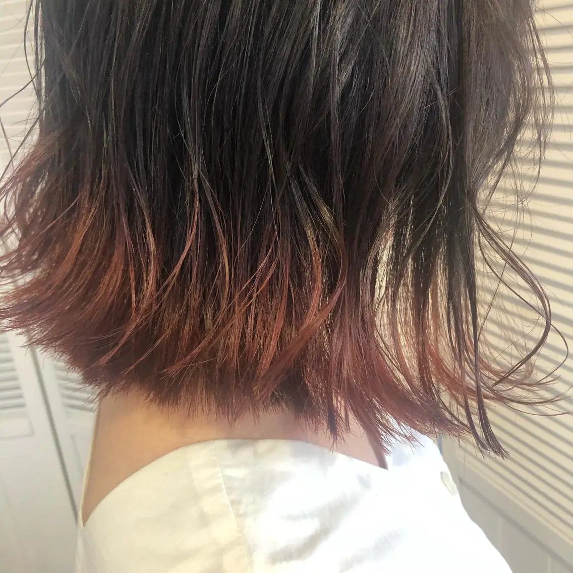ミディアム カラー オレンジ なつき/艶ピンク/ girly hairのヘアスタイル