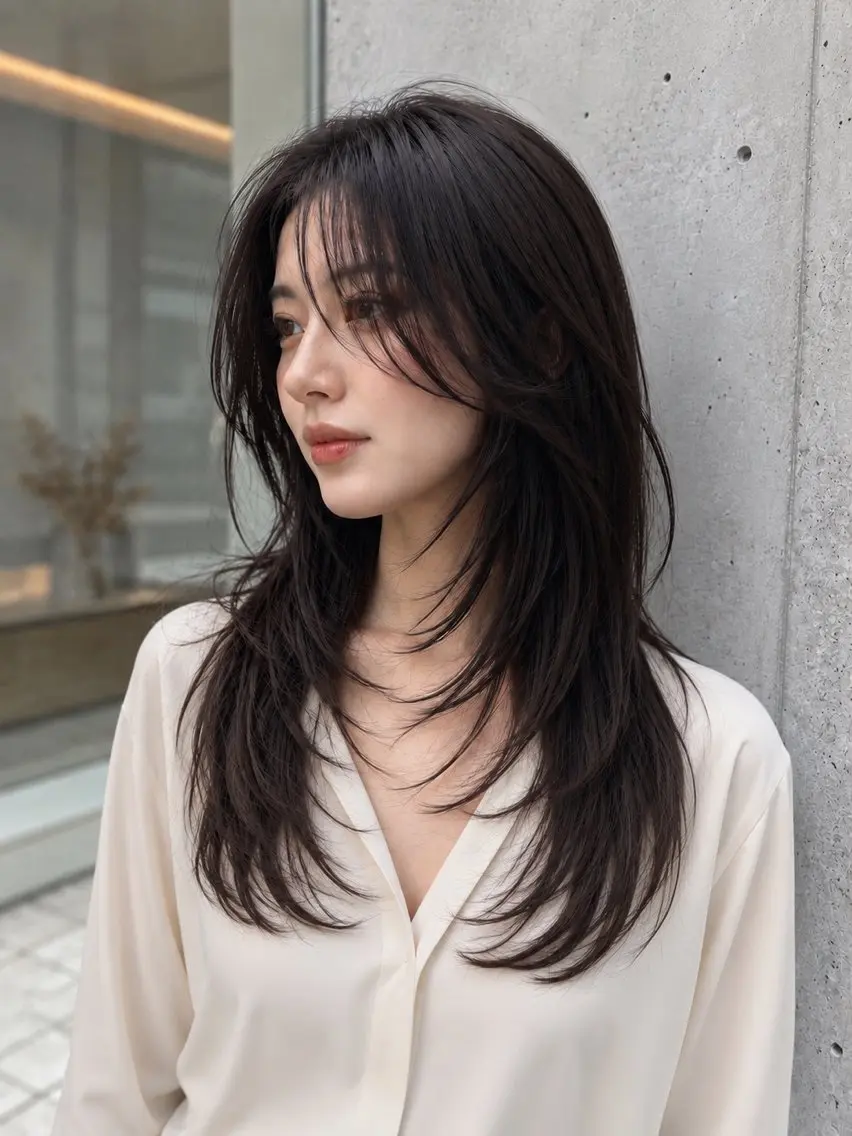 ロング ロングレイヤー レイヤーカット ロング カット ヘアカラー SHOEI／艶カラー /レイヤーカットのヘアスタイル