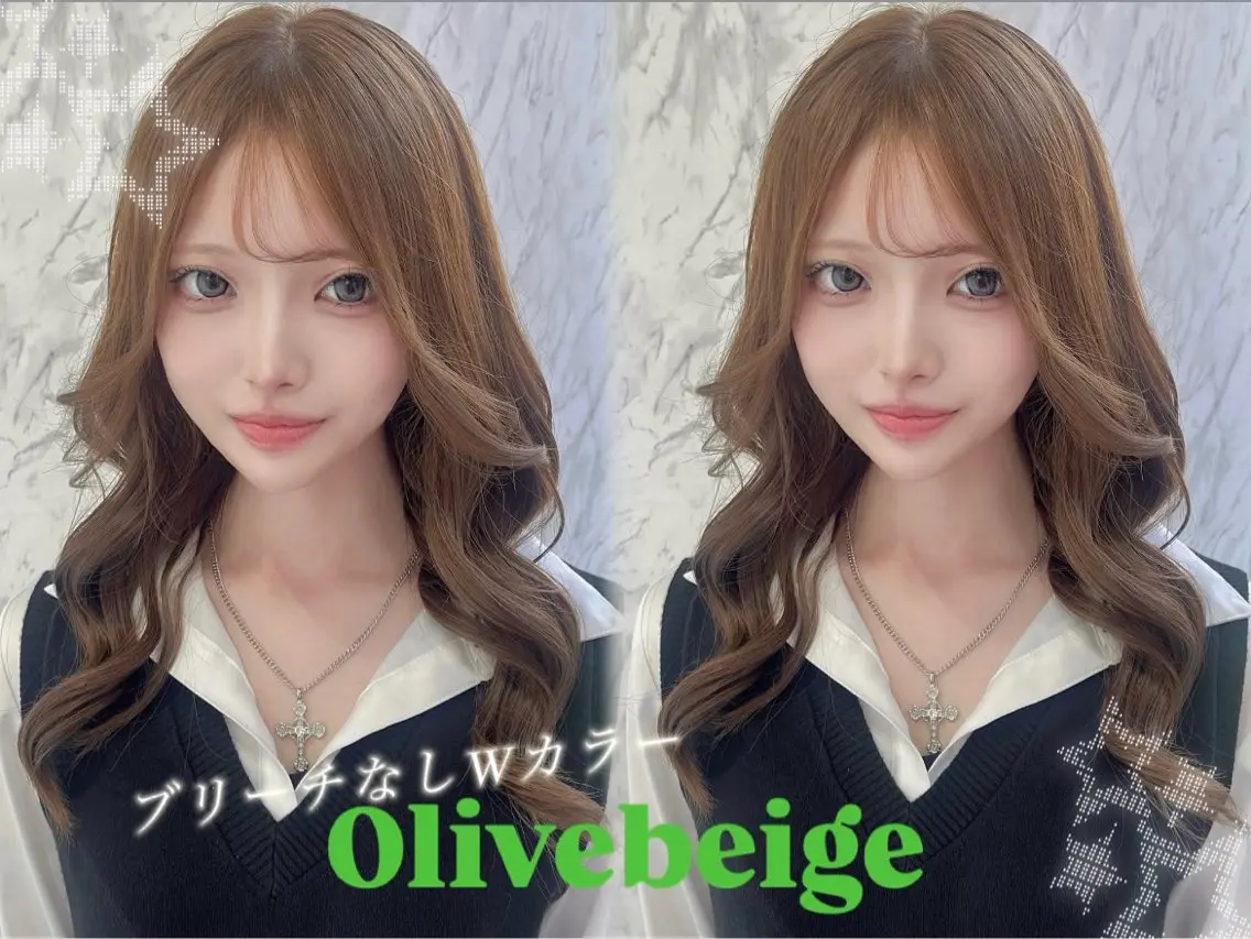 ミディアム カラー ベージュカラー ブリーチ 透明感カラー ブリーチなしカラー オリーブベージュ ヘアカラー mimi☪️/艶髪 /髪質改善/透明感のヘアスタイル