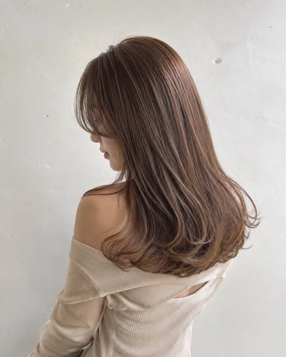 ロング ハッシュカット 韓国風ヘア レイヤーカット トリートメント カット pia 薬院のヘアスタイル