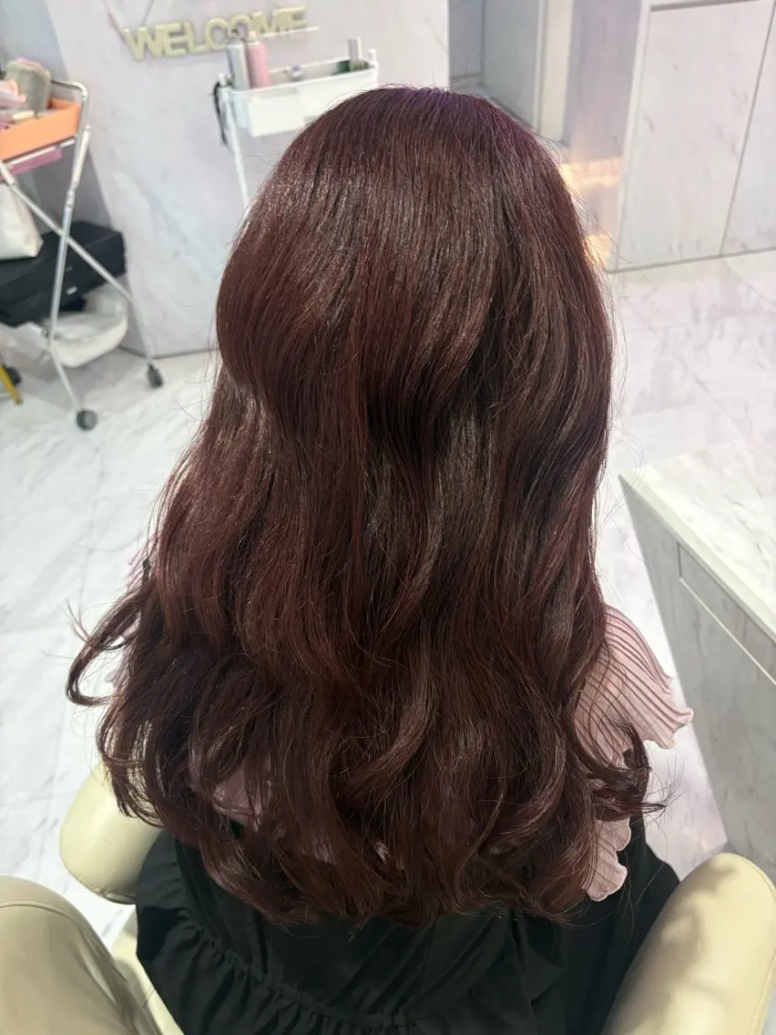 ロング カラー レッドカラー ヘアカラー 名駅/艶カラー/ moekaのヘアスタイル