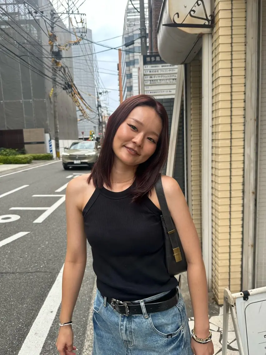 ミディアム カラー ヘアカラー ウエカワ ハルのヘアスタイル