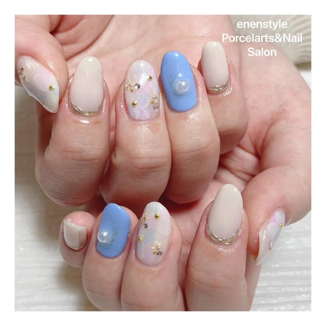 ミディアム ネイル ハンドネイル 🐾enen style 🐾のネイルデザイン