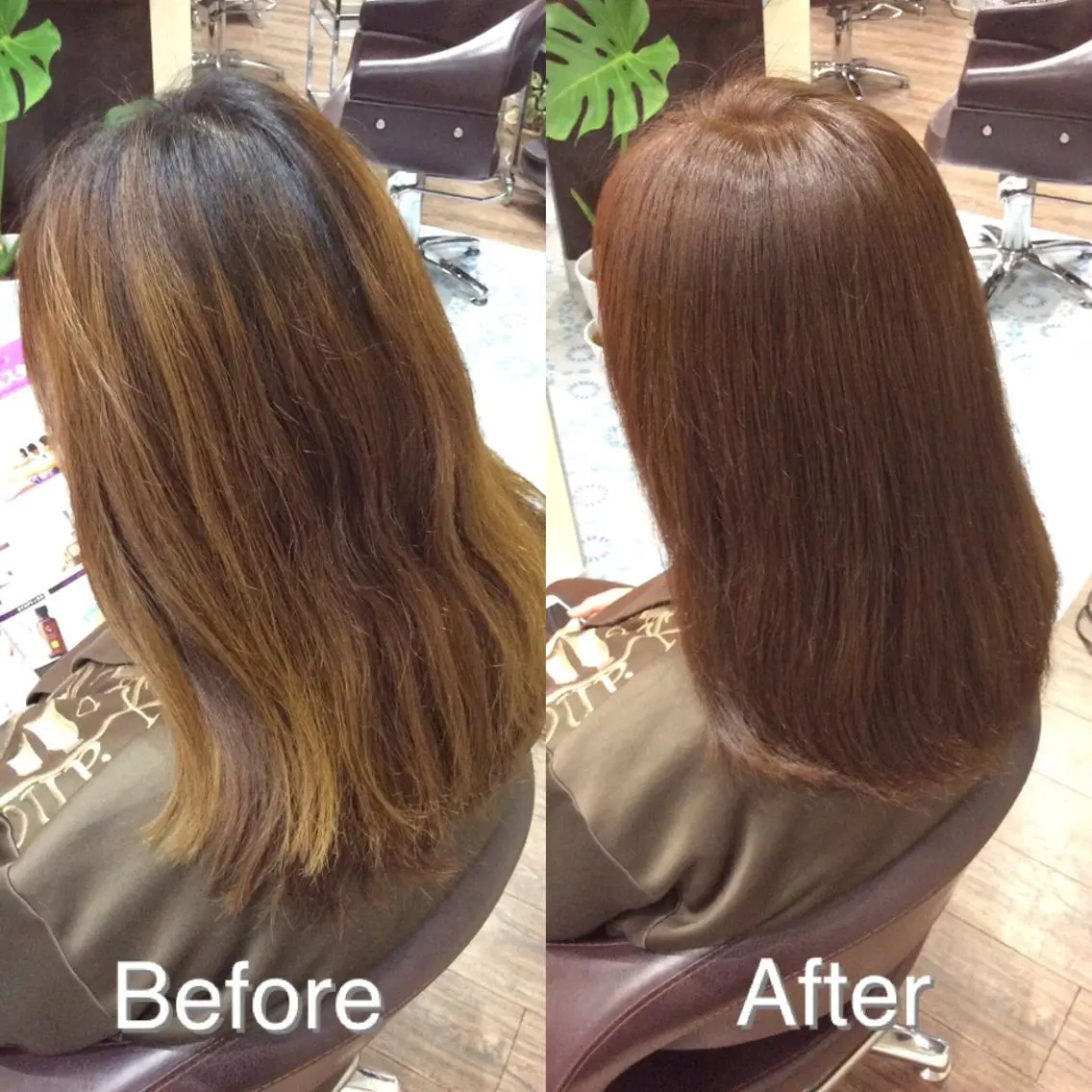 セミロング カラー ブラウンカラー CALON銀座　松田 力丸のヘアスタイル