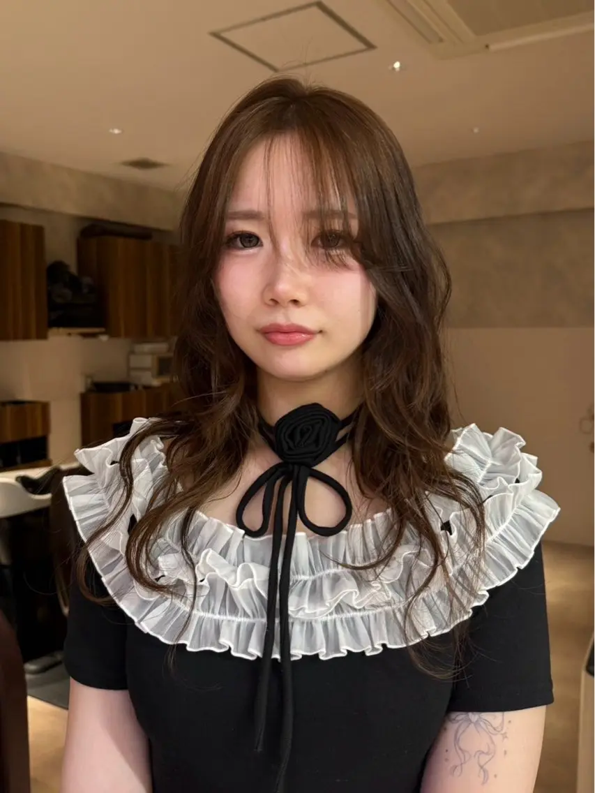 セミロング カラー ヘアカラー 韓国レイヤー 🎀ダブルカラーのヘアスタイル