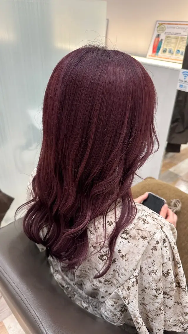 ロング カラー レッドカラー 大人可愛いスタイル 提案✨佐藤純菜のヘアスタイル