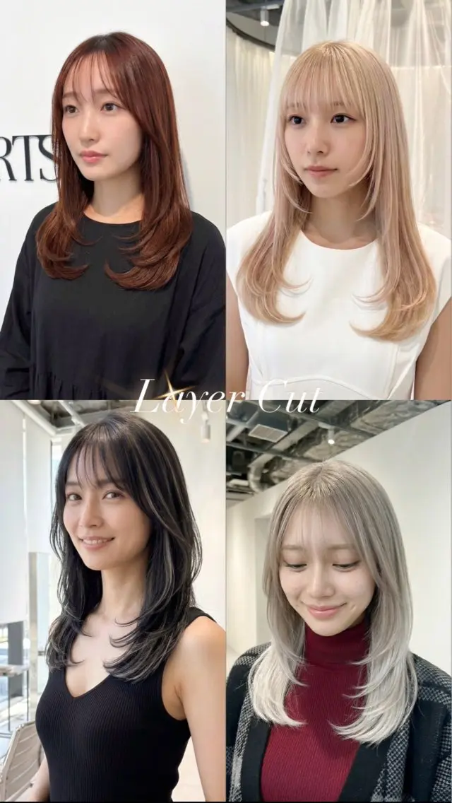 ロング カラー カット ヘアカラー 韓国レイヤー🇰🇷 ✨🎀カナヤのヘアスタイル