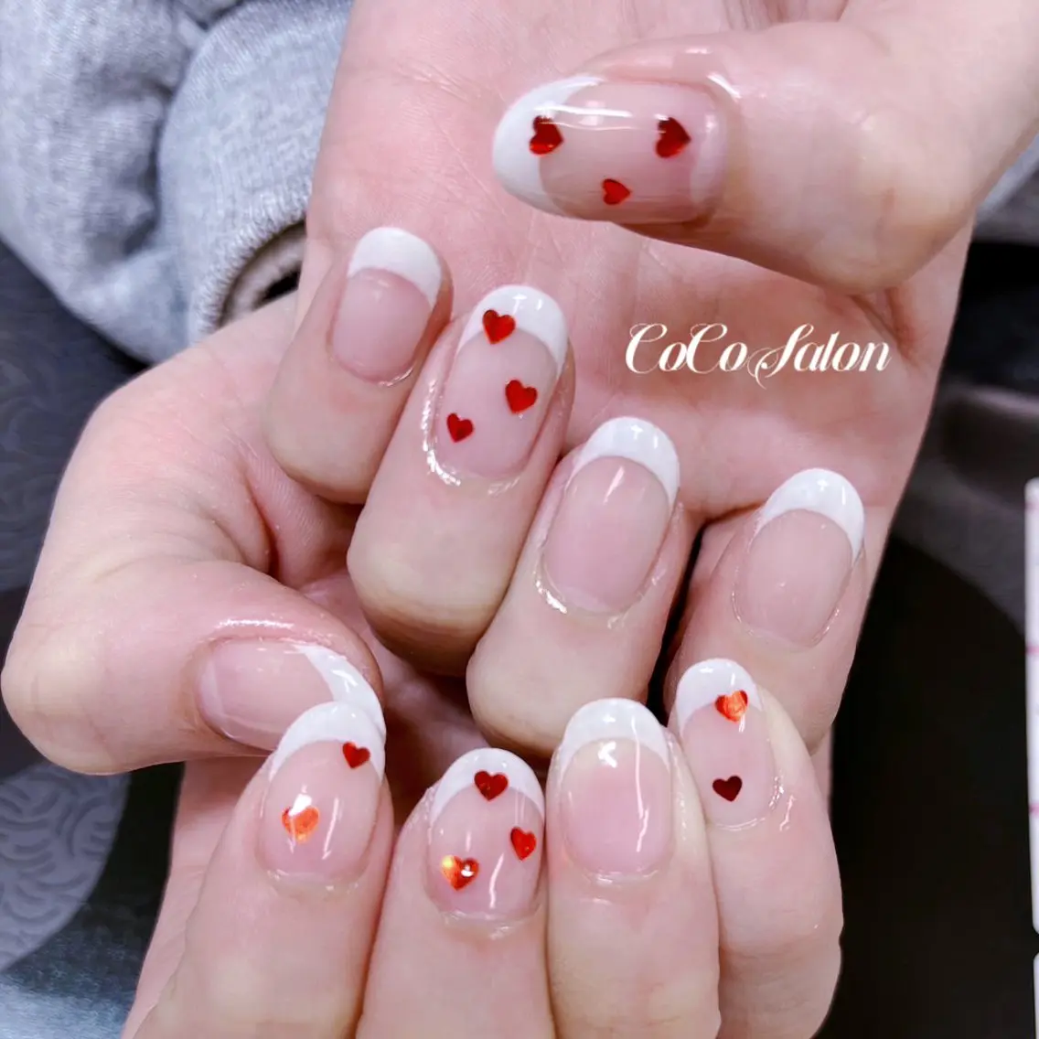ネイル フレンチネイル 冬ネイル クリスマス CoCoSalon ネイル/まつ毛予約のネイルデザイン
