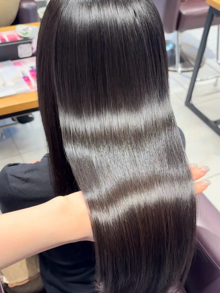 ロング 髪質改善 レイヤーカット 縮毛矯正 riko/レイヤー カット/ヘアセットのヘアスタイル