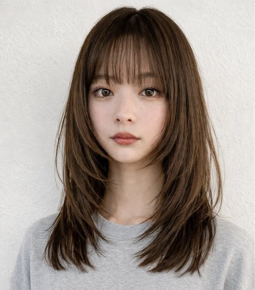 セミロング カット Kasahara Akariのヘアスタイル