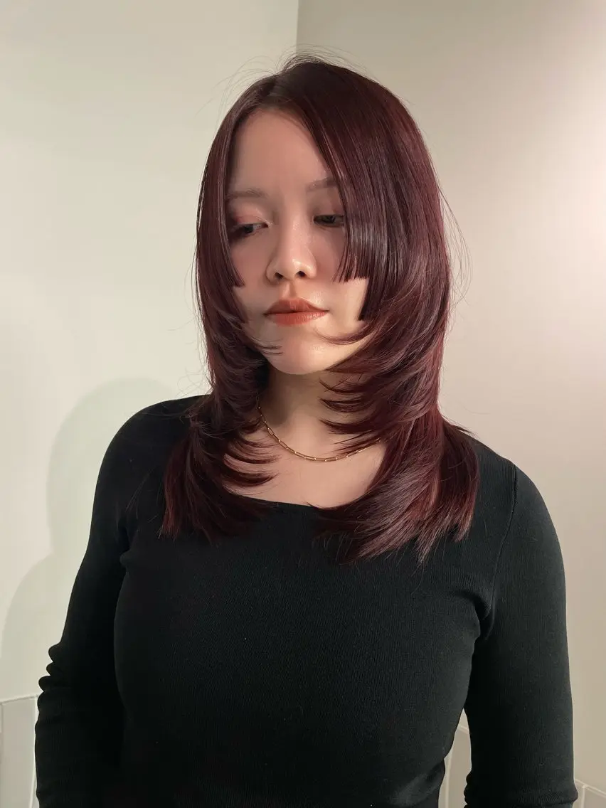 セミロング カラー ハッシュカット 姫カット HARUKA/原宿 ショートカットモデルのヘアスタイル
