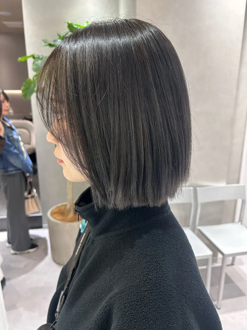 ミディアム カラー アッシュ アッシュグレー ボブ カット ヘアカラー トリートメント レイヤー/ボブ/ パーマ/HARUKAのヘアスタイル