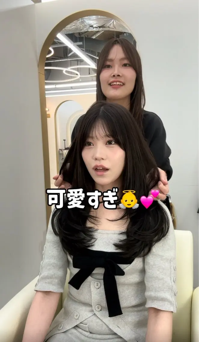 ロング カラー 韓国風ヘア レイヤーカット ロング 似合わせカット カット ヘアカラー トリートメント ヘアセット 韓国風レイヤーカラー ライムのヘアスタイル