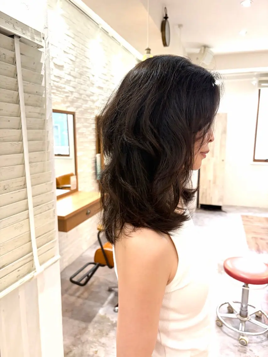セミロング カット トリートメント 松下 倫子のヘアスタイル