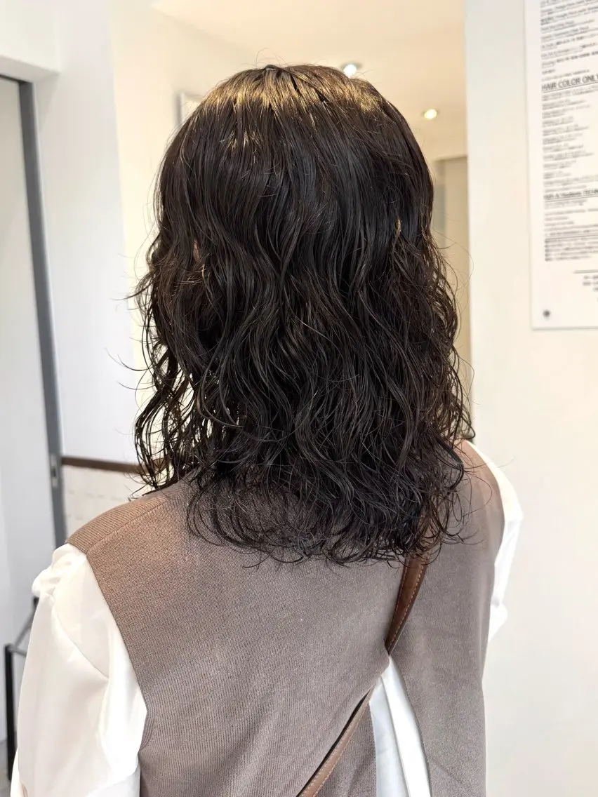 ミディアム パーマ カット パーマ トリートメント デジタルパーマ 🌀ボブ　萩原　龍のヘアスタイル